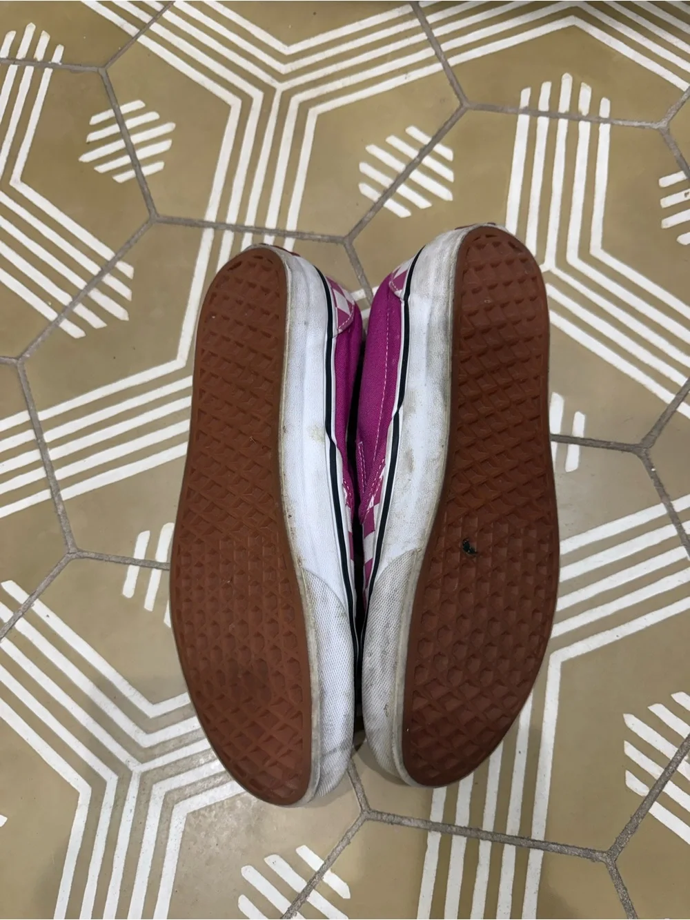 Vans Checkerboard Slip-On Sneakers in Pink and White